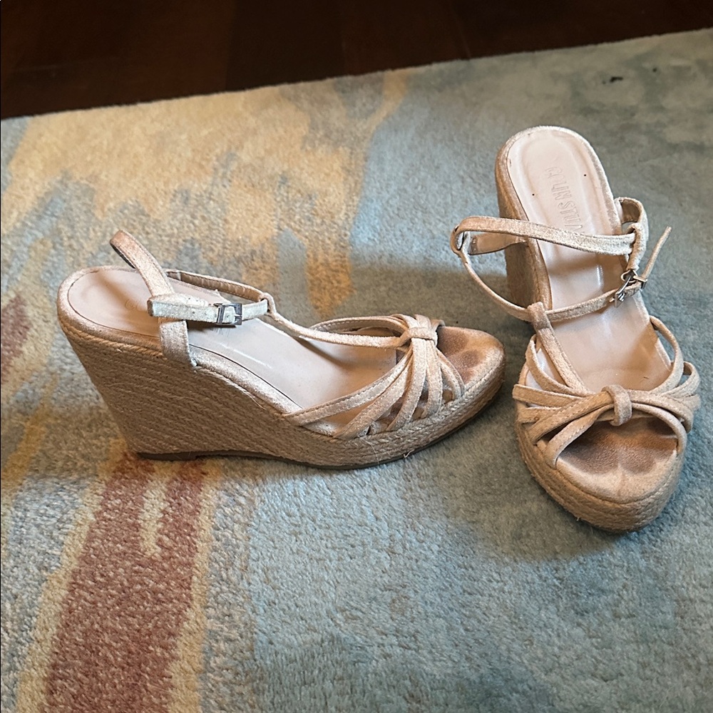 Colin Stuart Beige Wedge Sandals